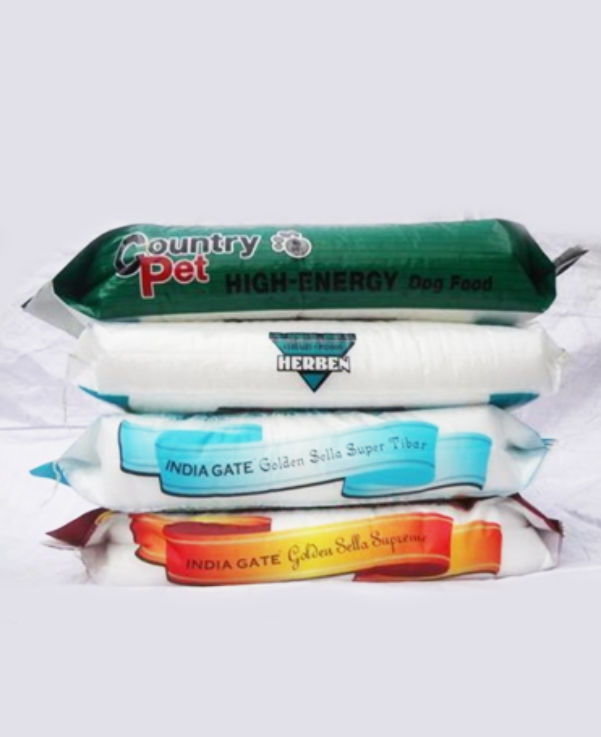  (3) BOPP LAMINATED MULTI-COLOR PRINTED PP WOVEN BAGS/SACKS WITH GUSSETS